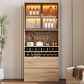 Fonctionnel meuble de rangement marron en verre avec eclairage LED