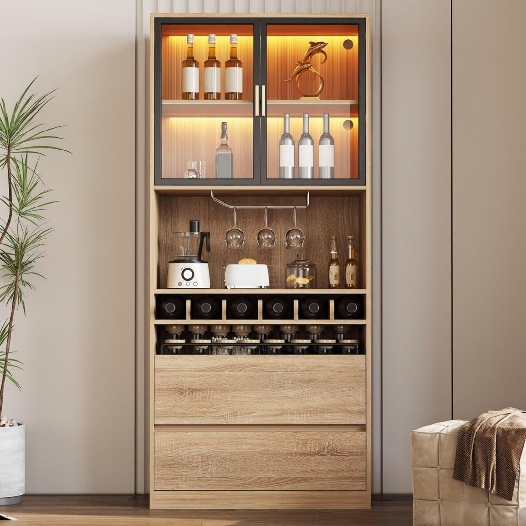 Fonctionnel meuble de rangement marron en verre avec eclairage LED