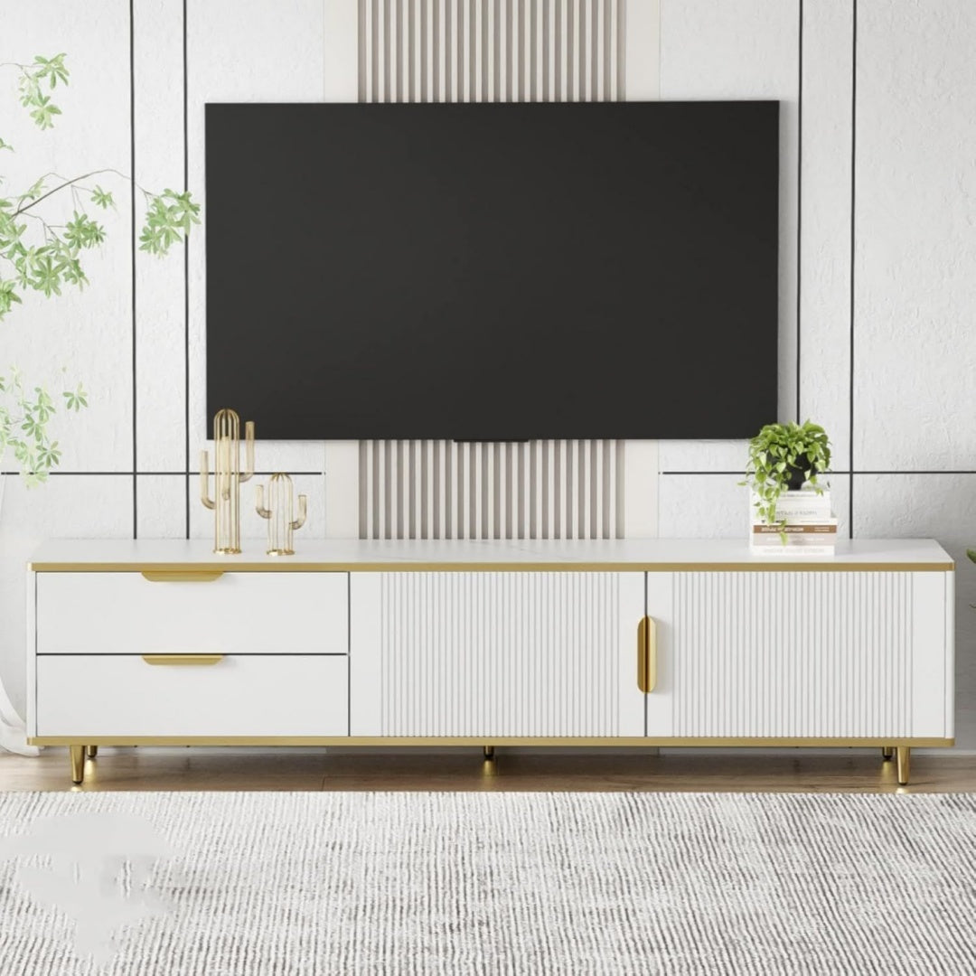 Meuble TV gris bois ingenierie 175 cm, rangement design moderne