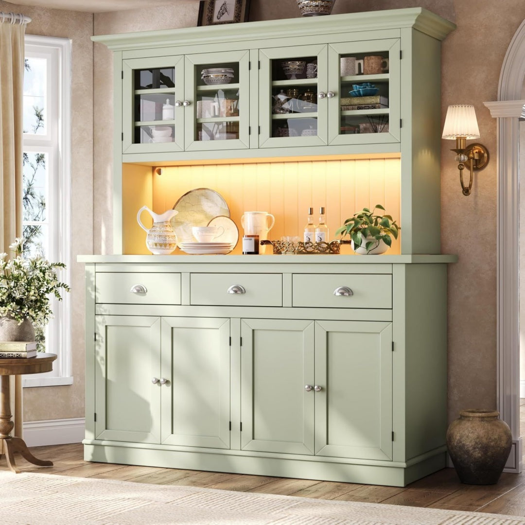 Buffet creme 8 portes et 3 tiroirs pour salon