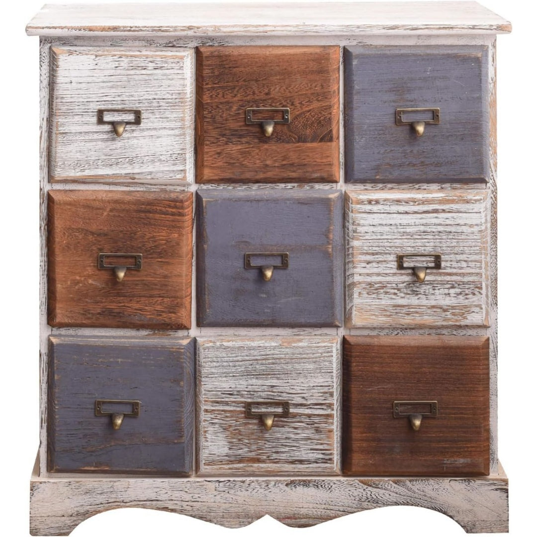 Chiffonnier rangement Grise 9 tiroirs scandinave