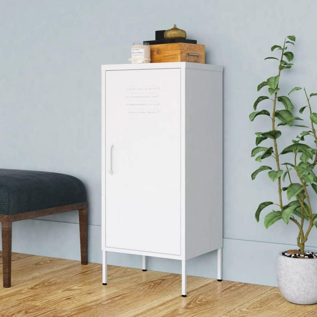 Commode finition metal gris clair ideal salon