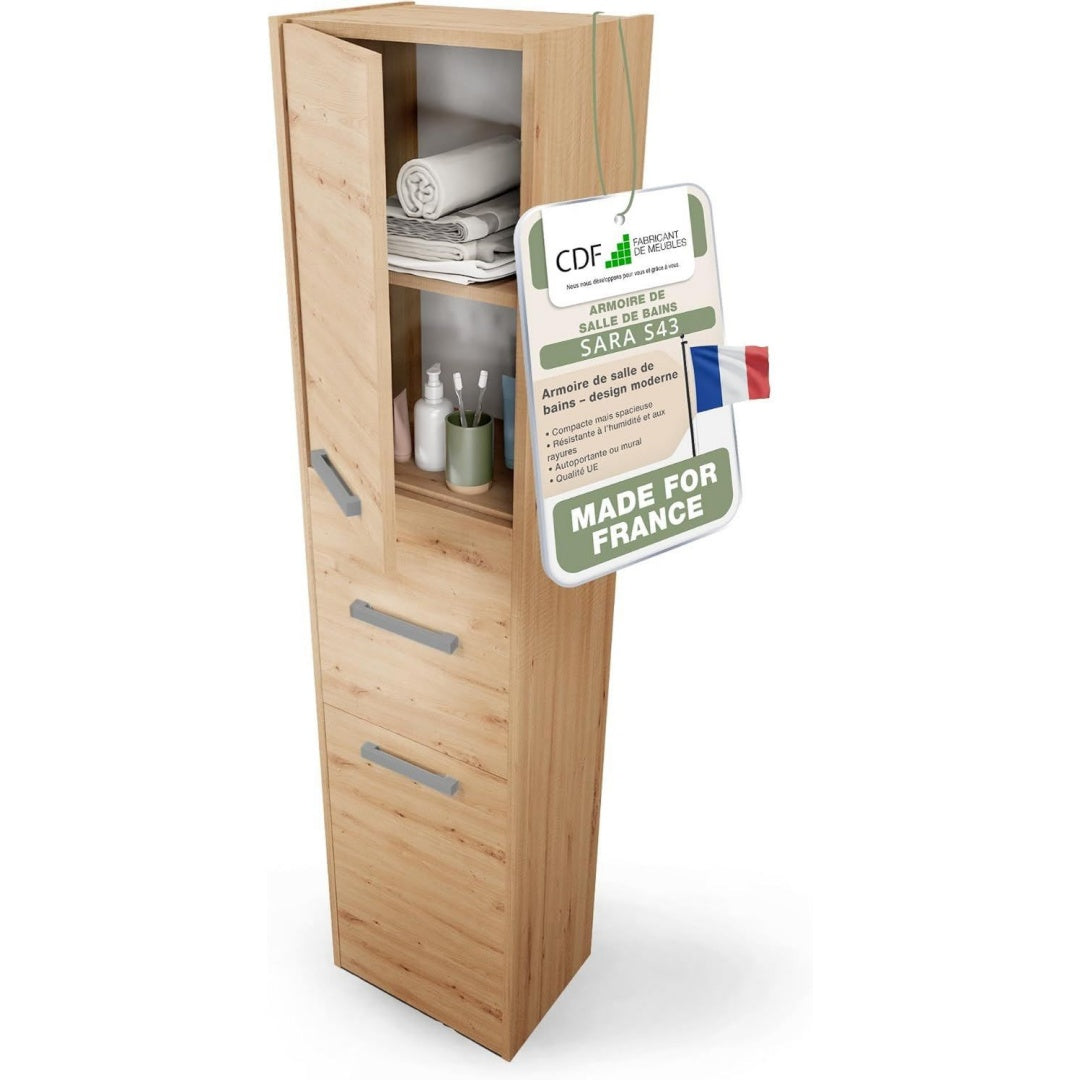 Colonne de rangement beige 30 x 30 x 170 cm