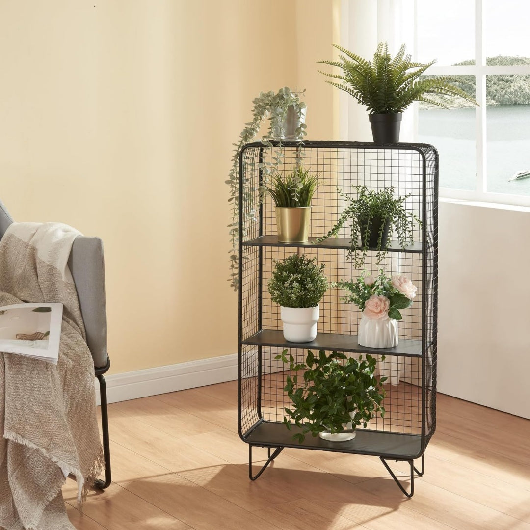 Beige etagere verticale en acier design moderne