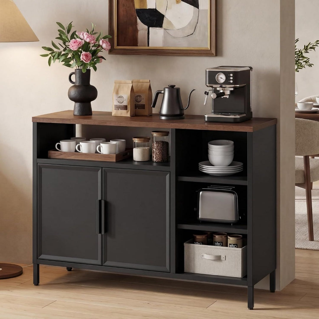 Bordeaux commode etageres reglables finition noyer