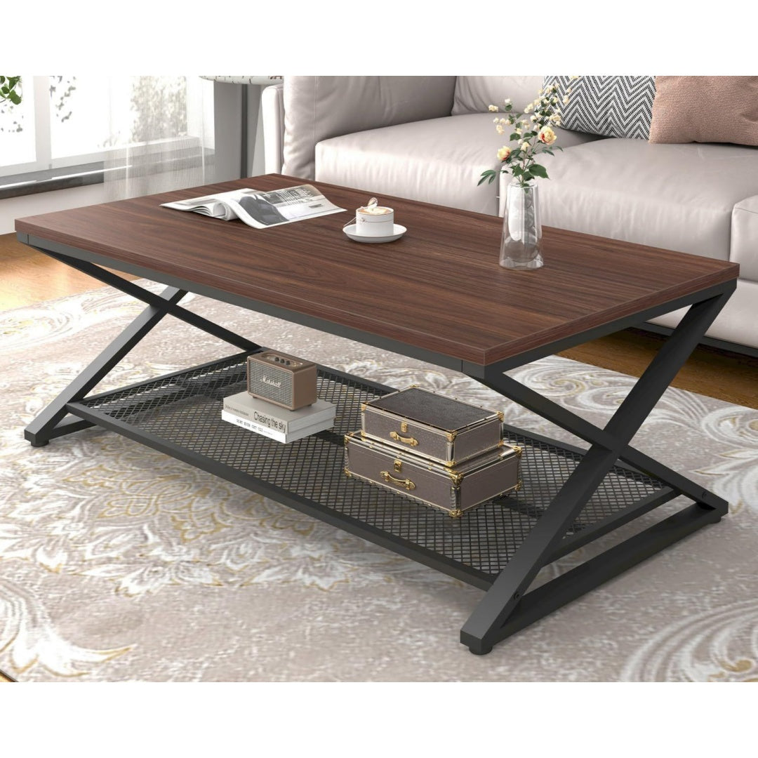 Belle table basse en chene et noyer