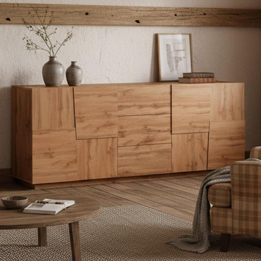 Buffet de salon marron en verre 220 x 44 x 86 cm