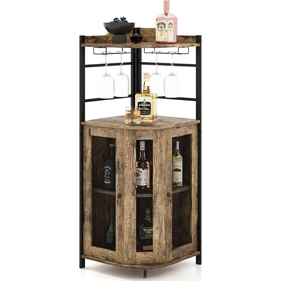 Style Industriel, casier a bouteilles marron avec 6 portes