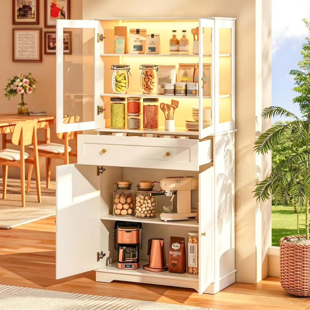 Armoire structure metallique beige pour le salon