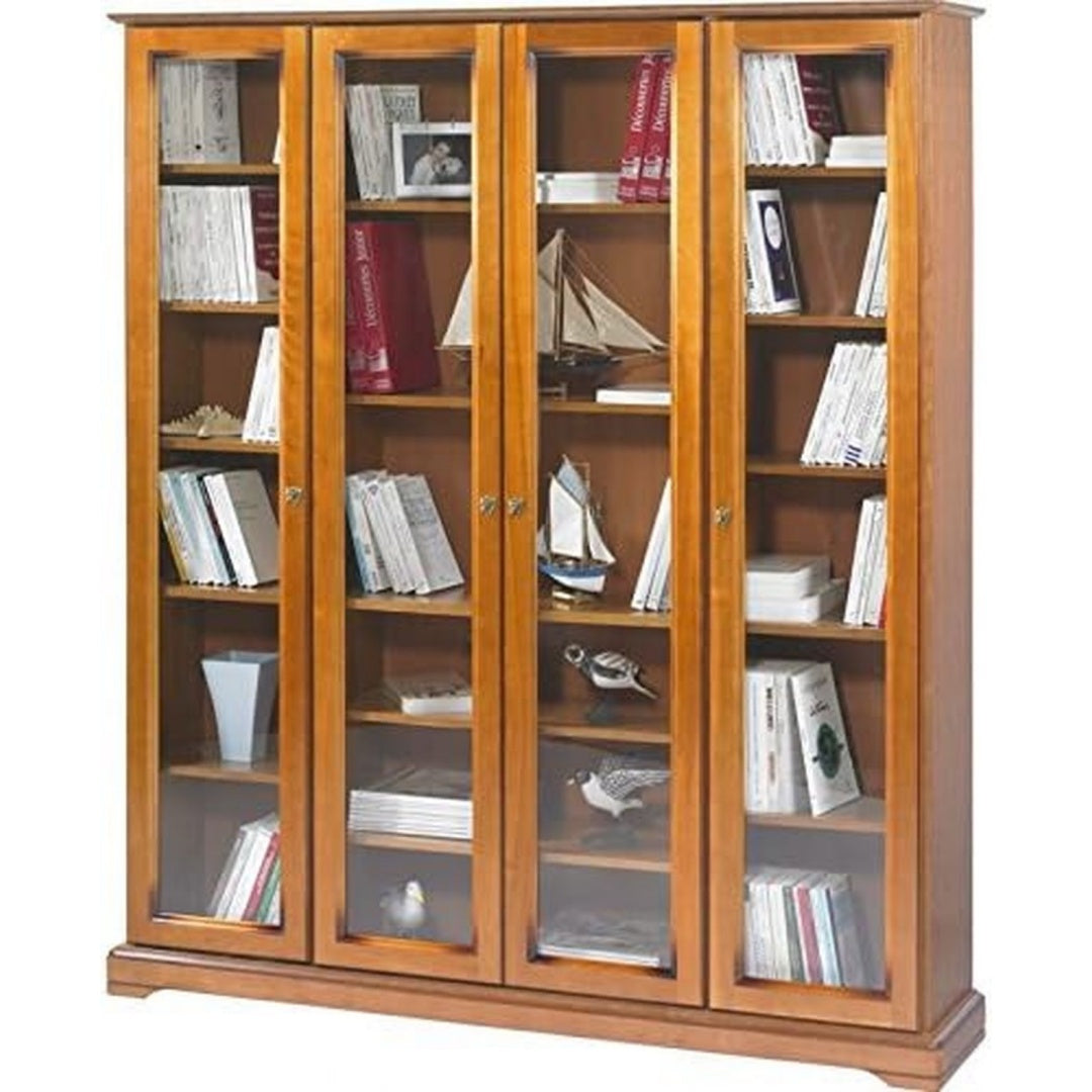 Armoire vitree esprit naturel, 4 portes marron