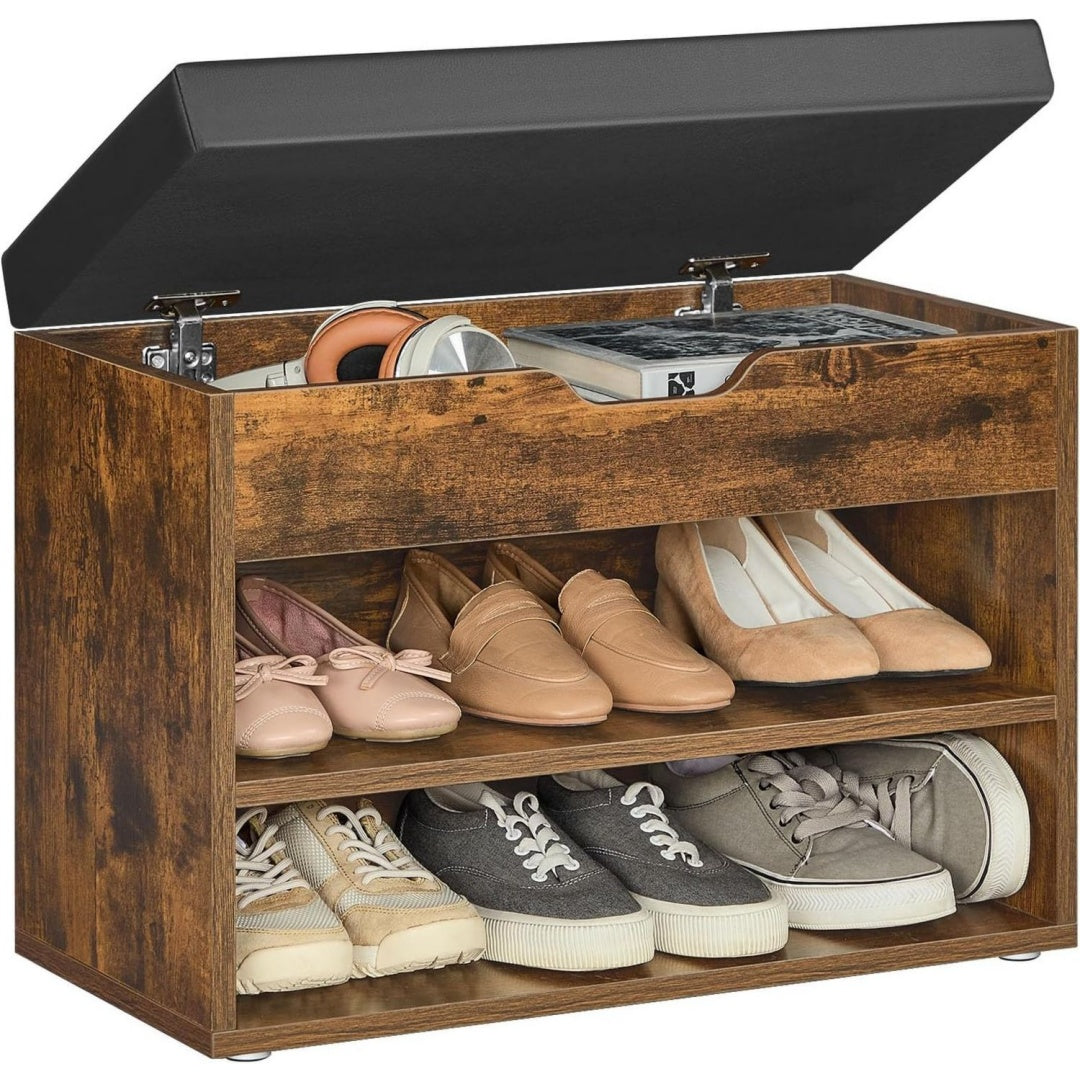 Banc de rangement marron pour le bureau